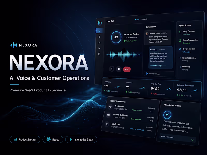 Cover image for NEXORA — AI Voice & Customer Operations SaaS Template