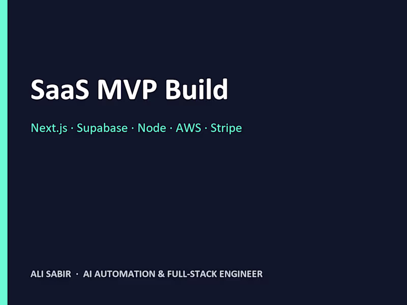 Cover image for SaaS MVP Build: Next.js, Supabase, Stripe, Deployed on AWS