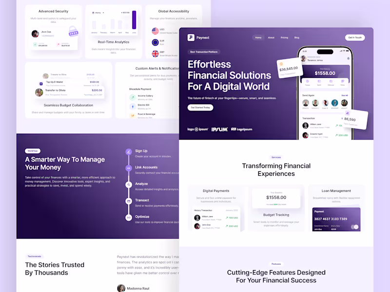 Cover image for Finance SaaS Website UI Figma & Webflow