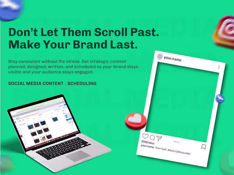 Cover image for Monthly Social Media Content & Scheduling