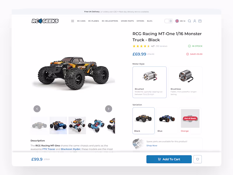 Cover image for RCGeeks: Product Detail Page Redesign