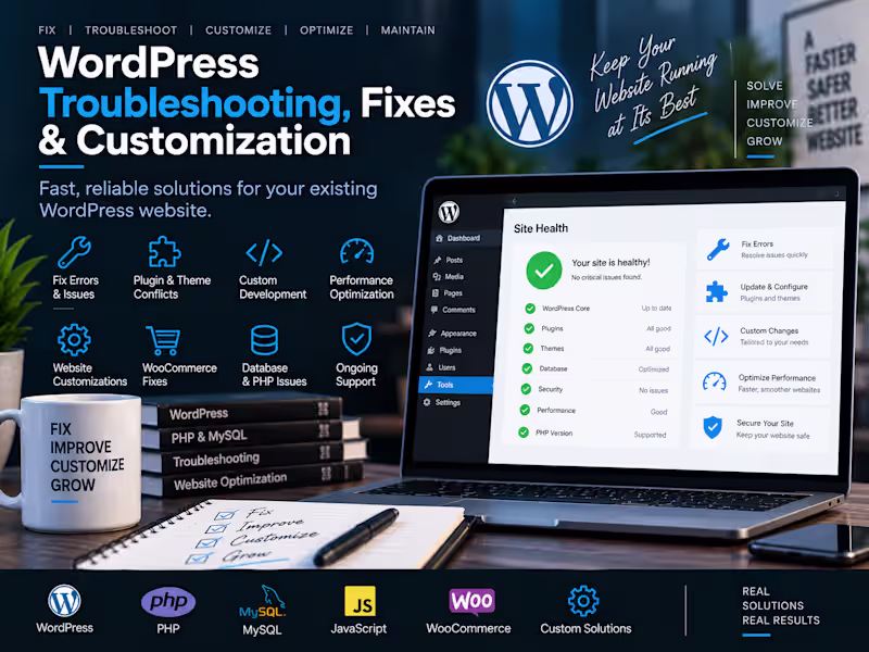 Cover image for WordPress Troubleshooting, Fixes & Customization