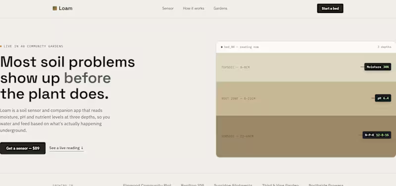 Cover image for Landing page design for Loam,