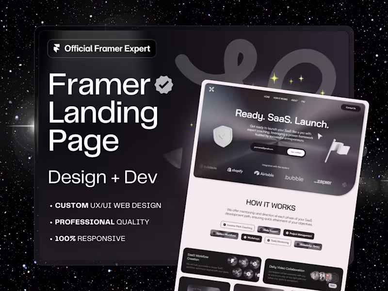 Cover image for Framer Landing Page Design + Development