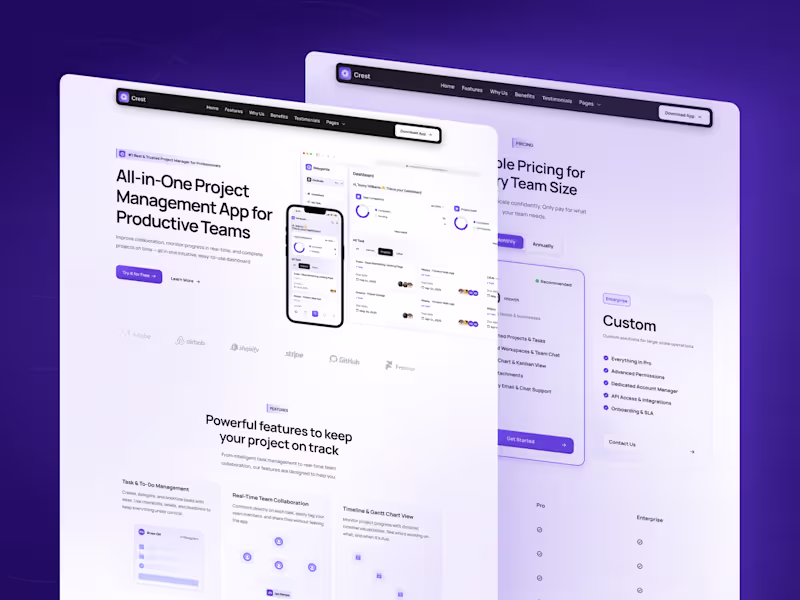 Cover image for Crest App Website Template Development