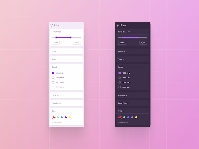 Cover image for Filter Menu UI Design for Website
