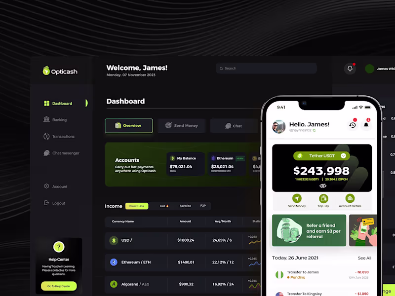 Cover image for Opticash UX/UI Design for Cross-Border Remittance