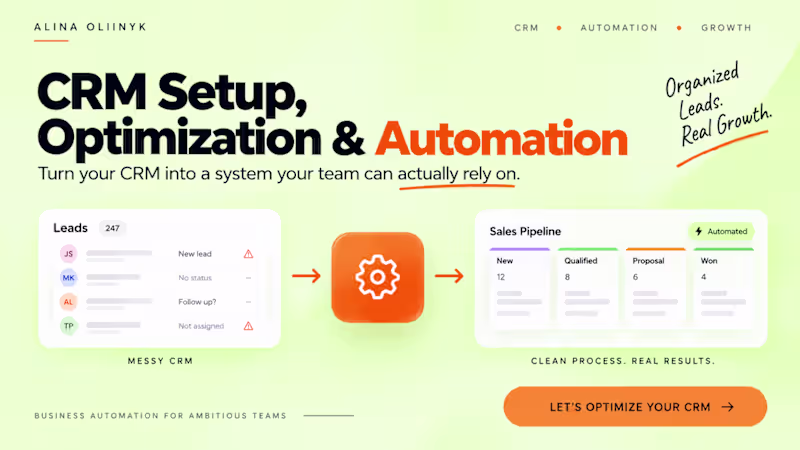 Cover image for CRM SETUP, OPTIMIZATION & AUTOMATION