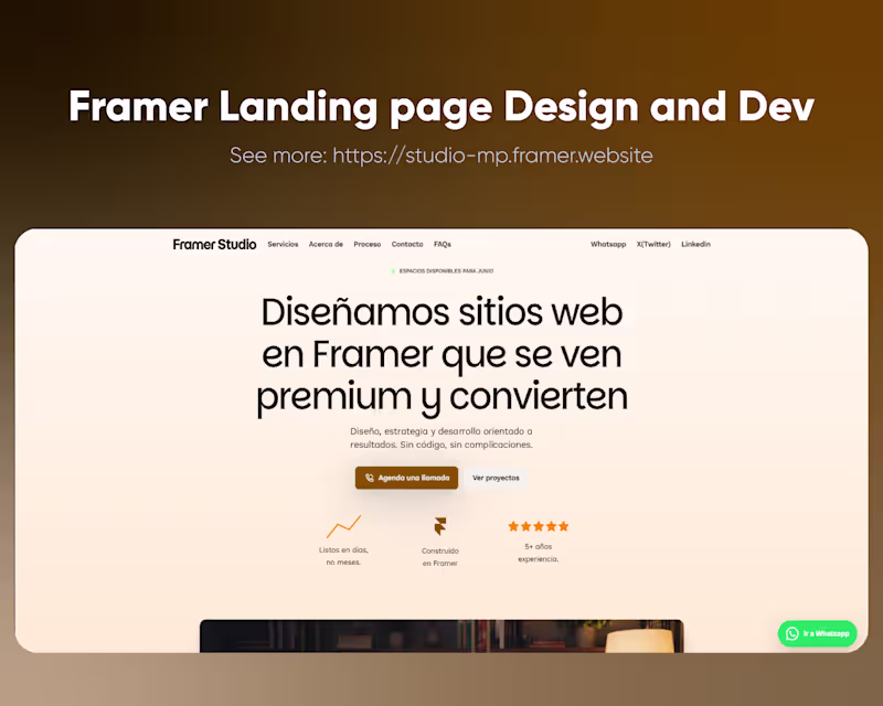 Cover image for Framer Landing page Design and Dev