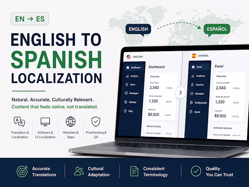 Cover image for English to Spanish Localization & Translation