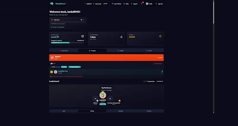 Cover image for MindShark — Gamification & Leaderboards