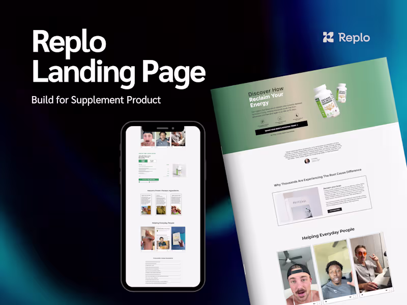 Cover image for Replo Landing Page for Supplement product I worked with a Se...