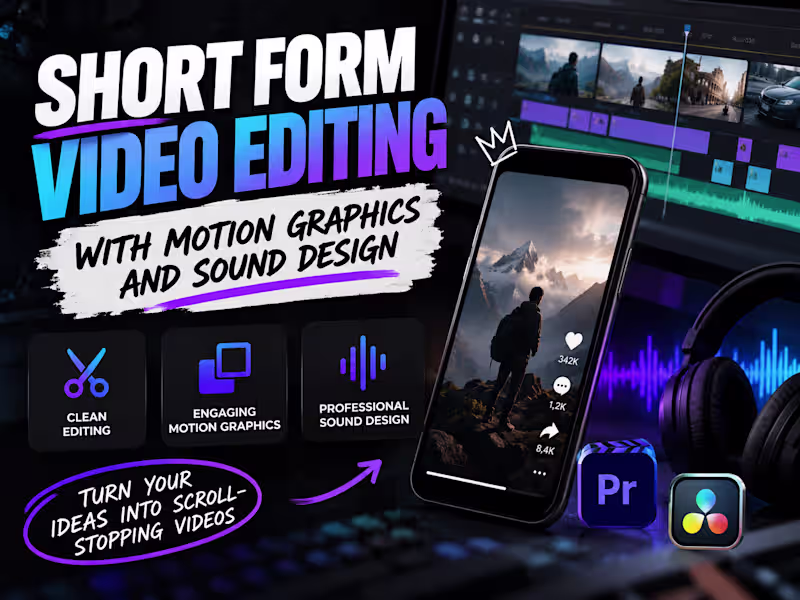 Cover image for Shot Form Video Edit With Motion Graphics and Sound Design