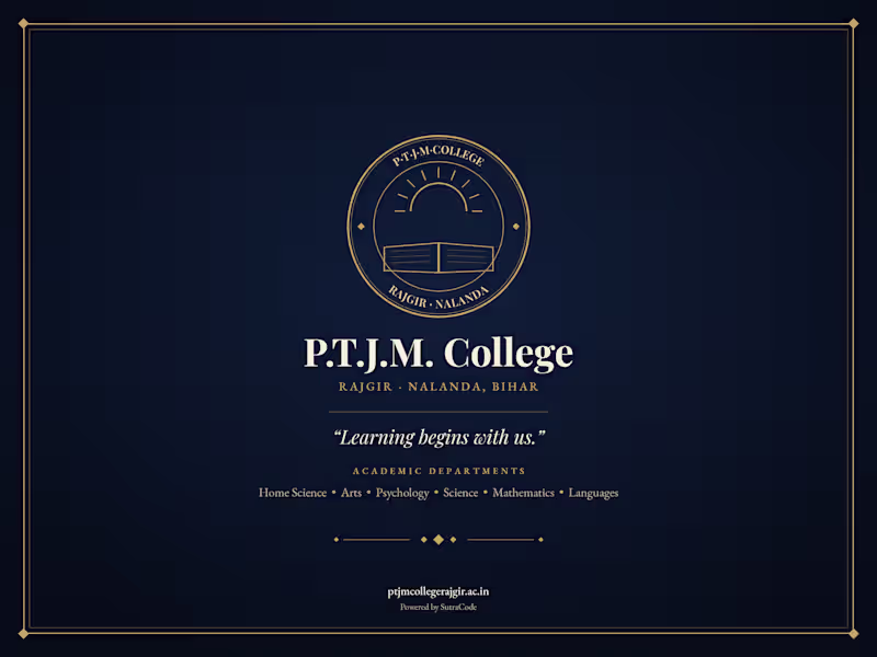 Cover image for P.T.J.M. College, Rajgir — a