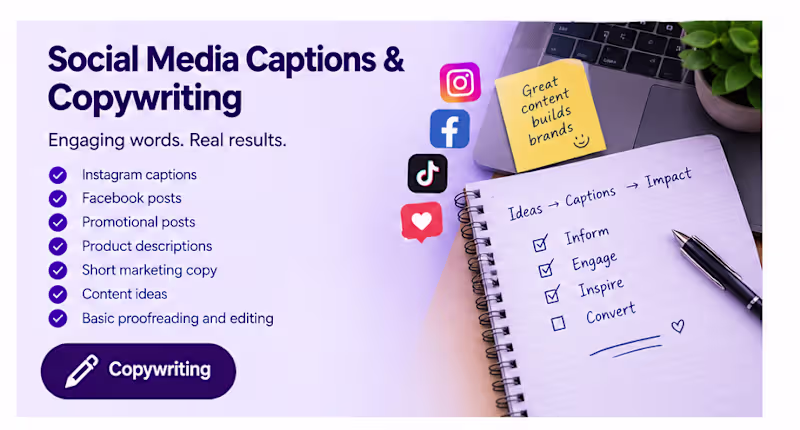 Cover image for Social Media Captions & Copywriting
