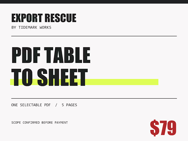 Cover image for PDF table to checked spreadsheet