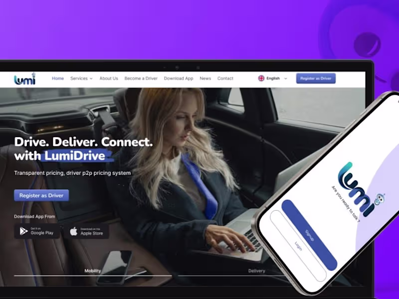 Cover image for LUMI- Ride Hailing App UI/UX Design 