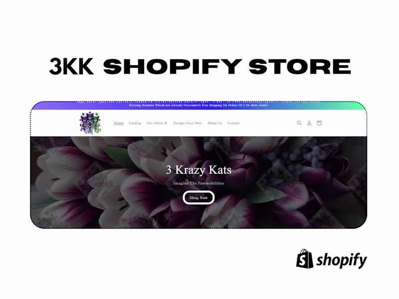 Cover image for Shopify Store Design for 3 Krazy Kats Diamond Art