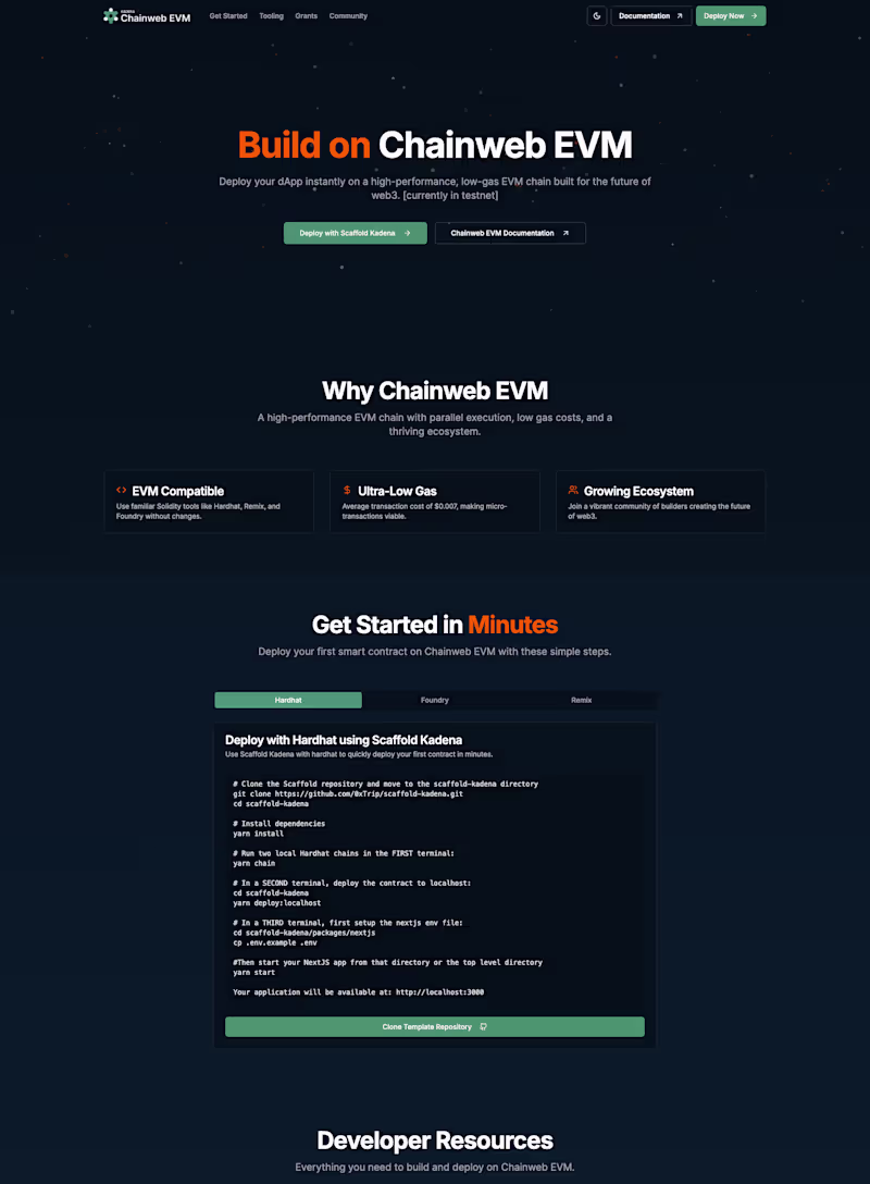 Cover image for Kadena Chainweb EVM Developer Portal