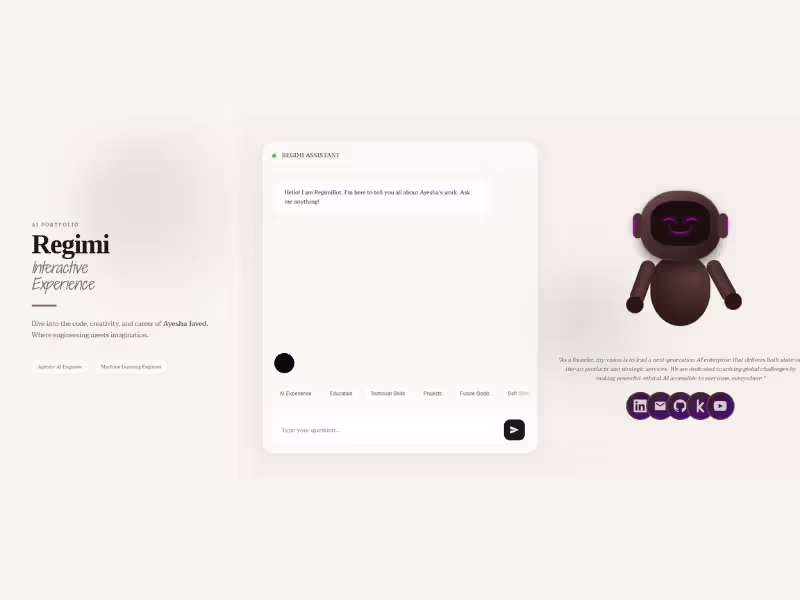 Cover image for Regimi – AI-Powered Conversational Portfolio