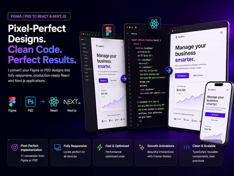 Cover image for Pixel-Perfect Figma/PSD to React & Next.js Development