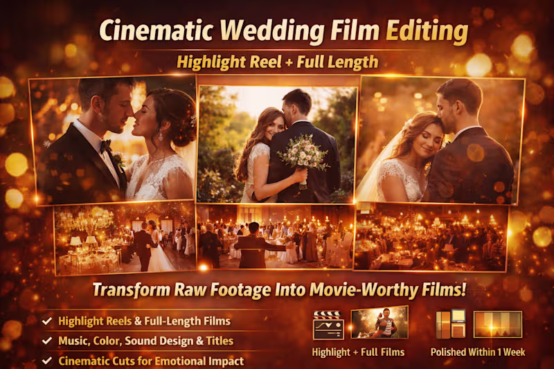 Cover image for Cinematic Wedding Film Editing | Highlight Reel + Full Length