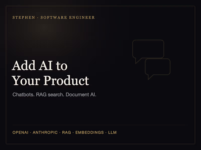Cover image for Add AI to your product: chatbots, RAG search & document AI
