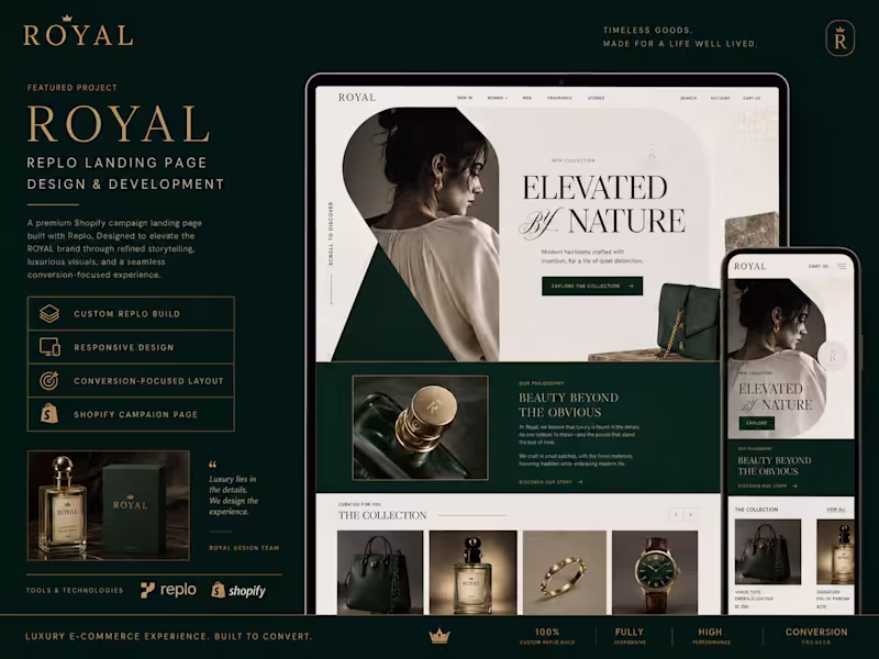 Cover image for Royal Shopify Campaign Landing Page Design & Development
