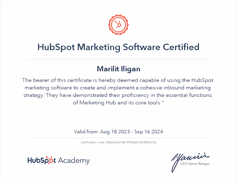 Cover image for Hubsport Marketing Certified