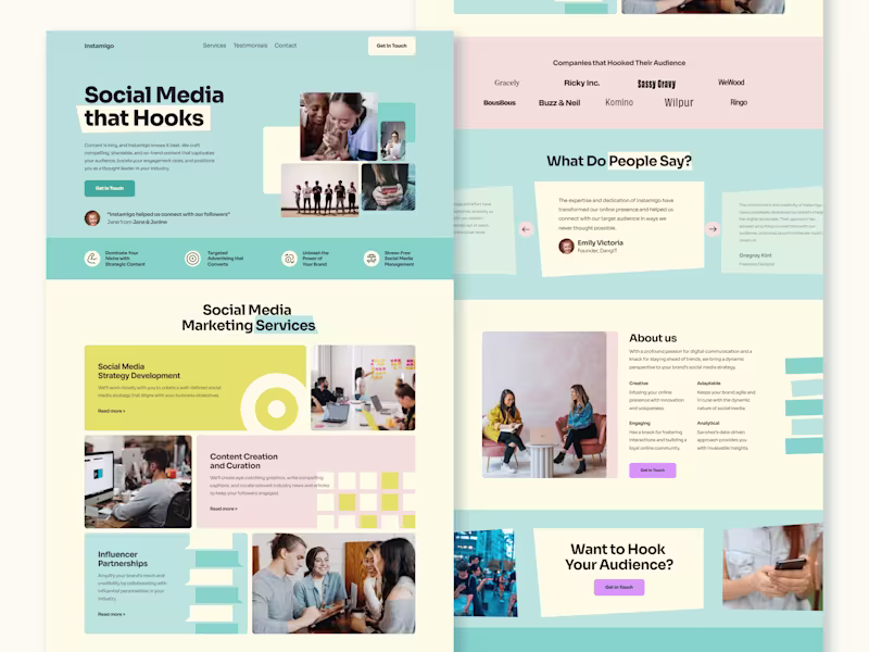 Cover image for Instamigo : Landing Page Design for a Social Media Manager