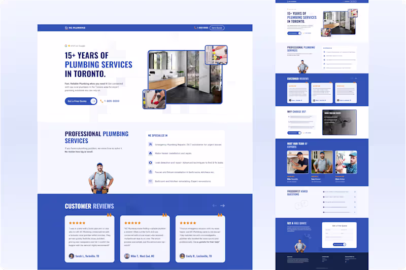 Cover image for Framer landing page for Plumbing