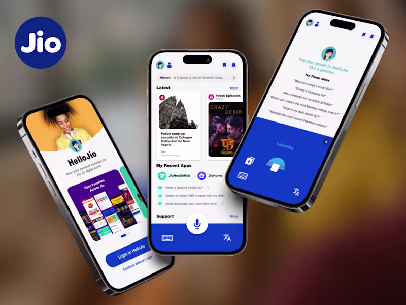 Cover image for Redesigning HelloJio’s Mobile Voice Assistant Experience
