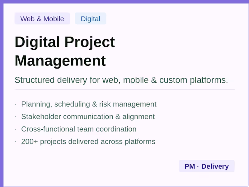Cover image for Digital Project Management — Web & Mobile