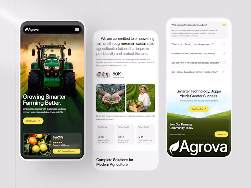 Cover image for Agrova – Smart Agriculture Mobile App UI Design
