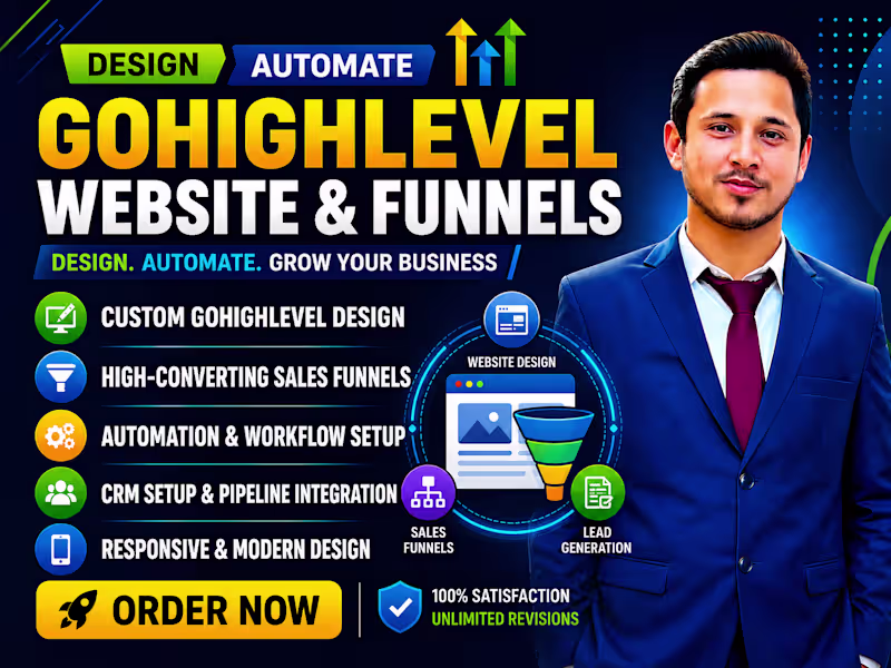 Cover image for I will do gohighlevel website design, sales funnel & Automations