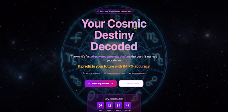 Cover image for AI-Powered Astrology App Landing Page with Cosmic Design
