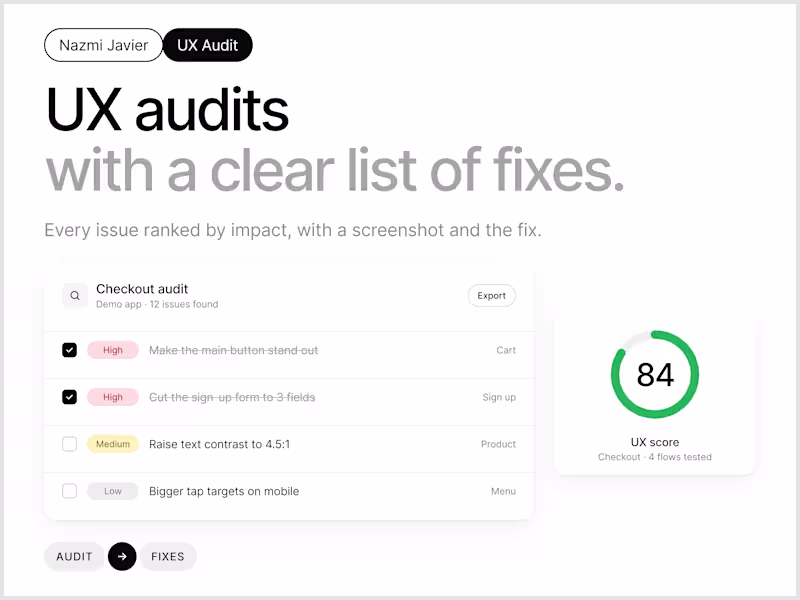 Cover image for UX Audit with a Prioritized Fix List