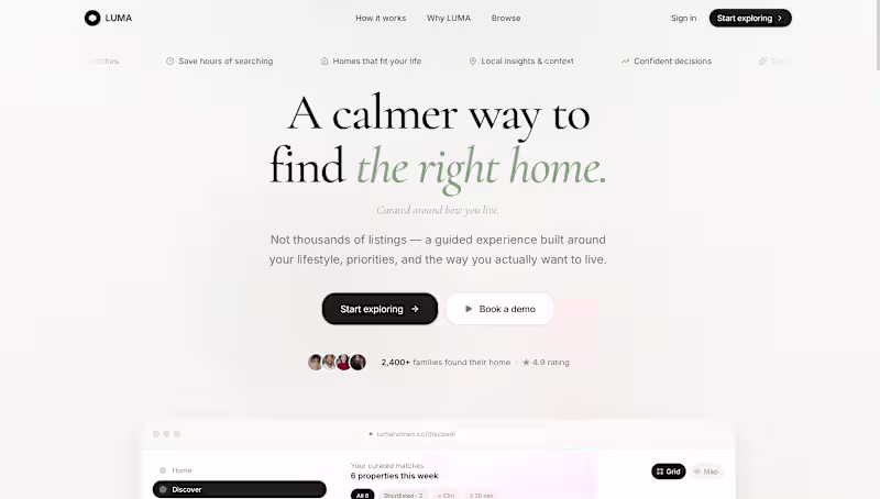 Cover image for LUMA Homes: Premium PropTech Discovery Experience