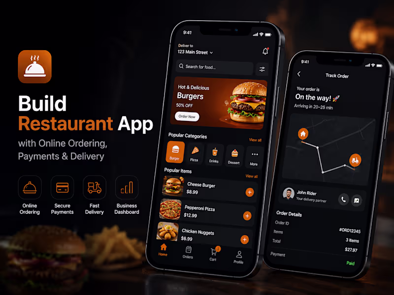Cover image for Build restaurant app with online ordering, payments and delivery