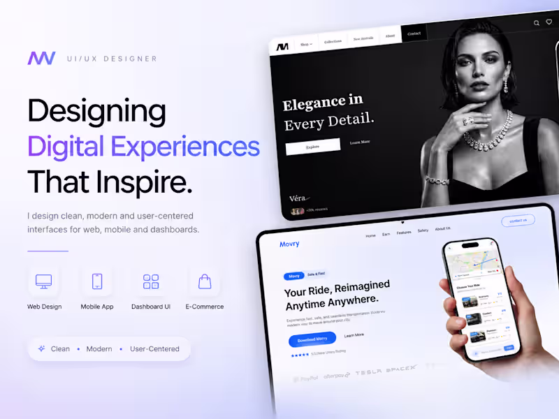Cover image for UX/UI Design for Websites, Mobile Apps & SaaS Dashboards