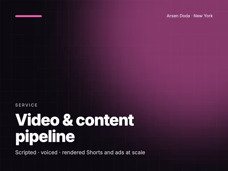 Cover image for Video and content pipeline (Shorts and ads at scale)