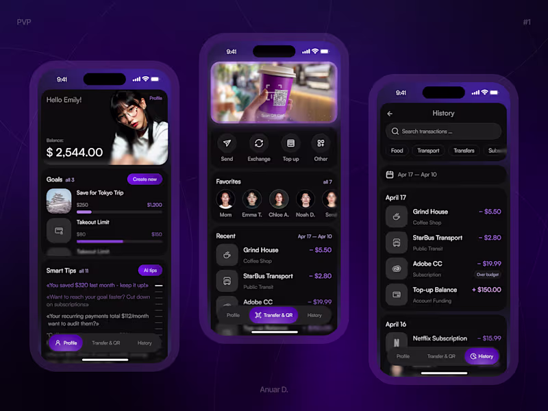 Cover image for Modern Finance App Design for Dribbble