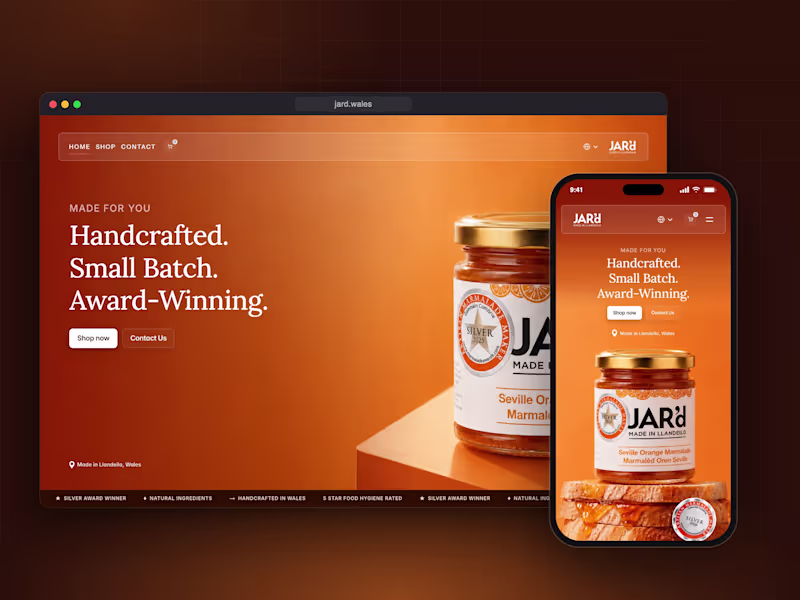 Cover image for JAR'd - Framer + Shopify shop for a Welsh preserves maker