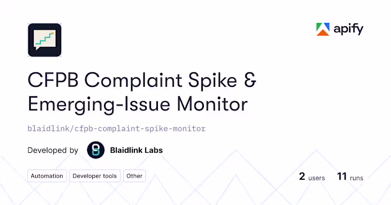 Cover image for CFPB Complaint Spike & Emerging-Issue Monitor