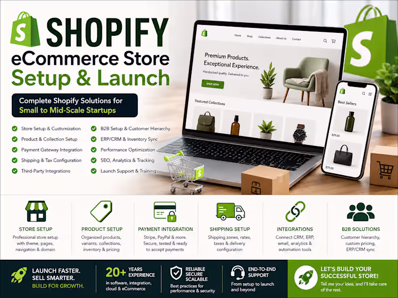 Cover image for Shopify eCommerce Store Setup & Launch for Startups