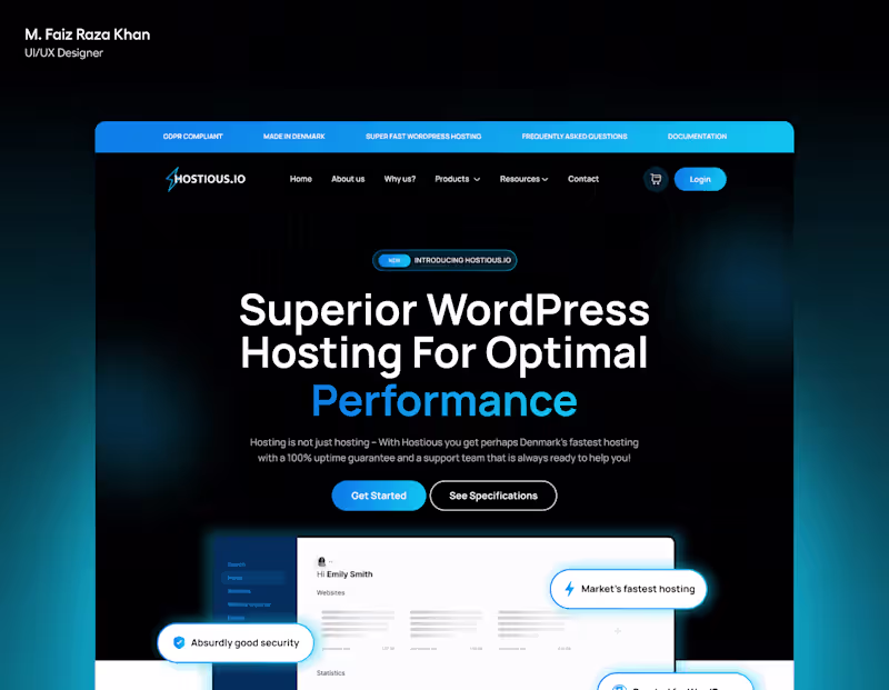 Cover image for Hostious.io Website Design | Secure & Hassle-Free! 🔒⚡