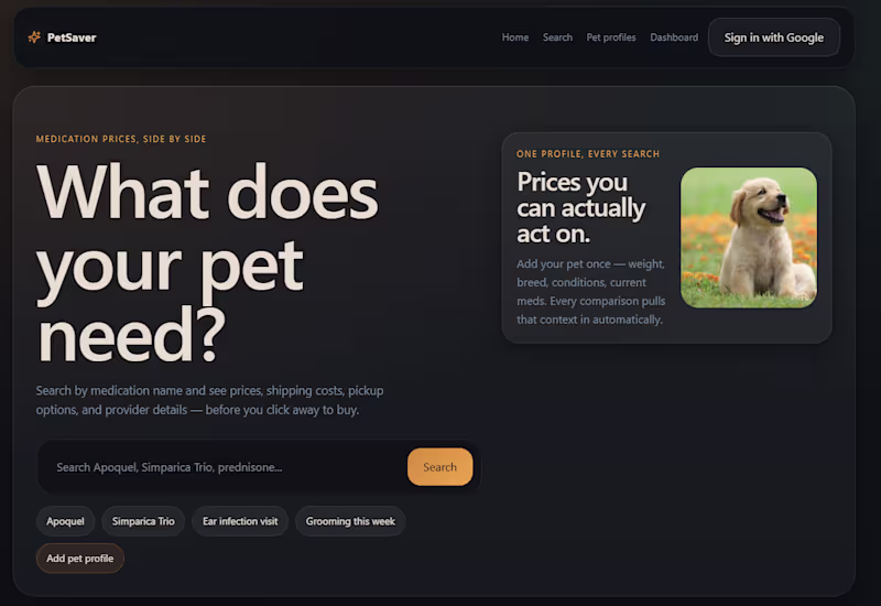 Cover image for PetSaver is a pet medication
