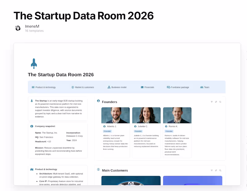 Cover image for The Startup Data Room -