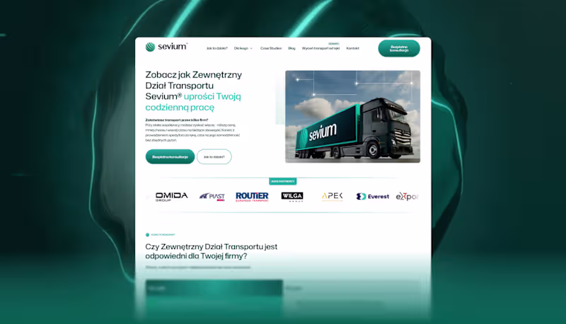Cover image for Sevium — Website for a New B2B Transport Service