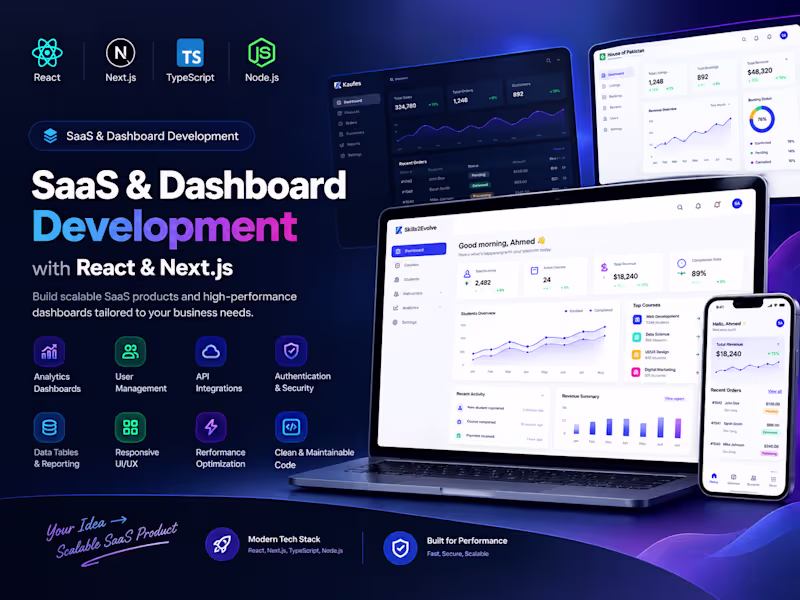 Cover image for SaaS & Dashboard Development with React/Next.js